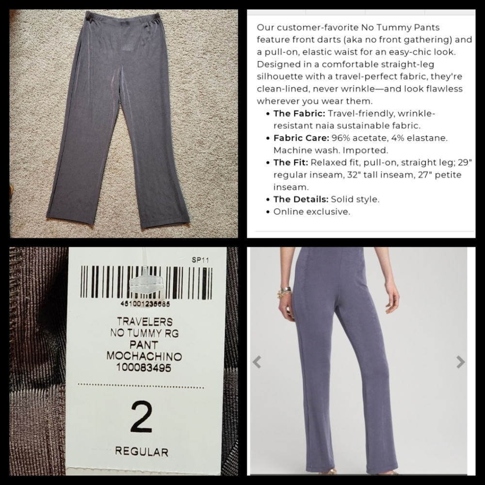 NWT Chico's travelers straight leg pants Size 12 Color Mochachino